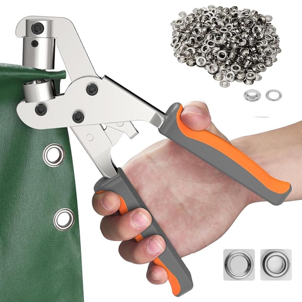 NEW Handheld Grommet Tool Kit Hole Punch Pliers with 3/8” (10mm) 500 Grommets